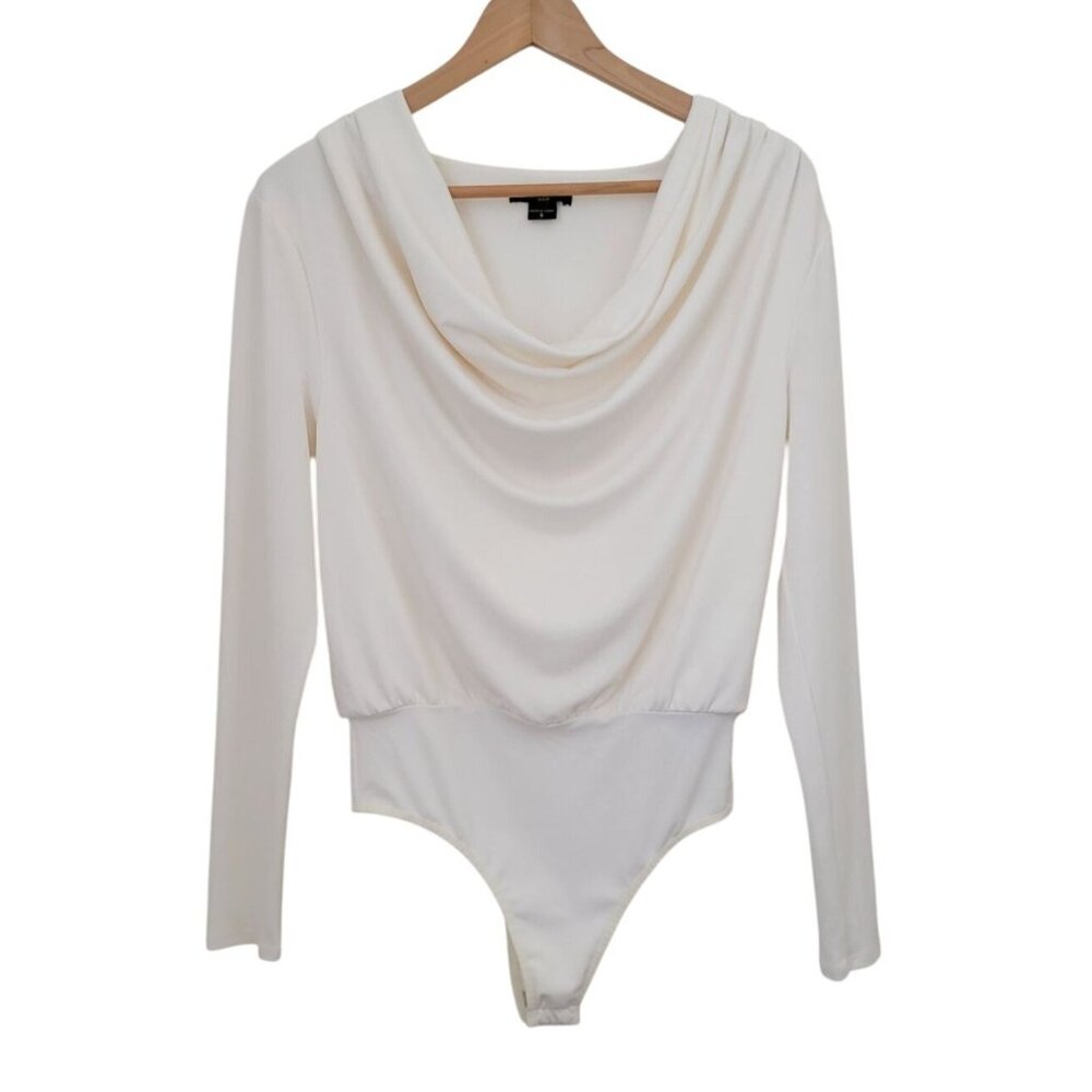 Marciano By Guess Ivory Long Sleeve Cowl Neck Bodysuit Women's Sz S